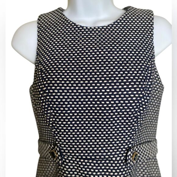 Shoshanna Women’s Angela Shift Navy White Metallic Tweed Dress Classic Size 0 - Picture 3 of 16